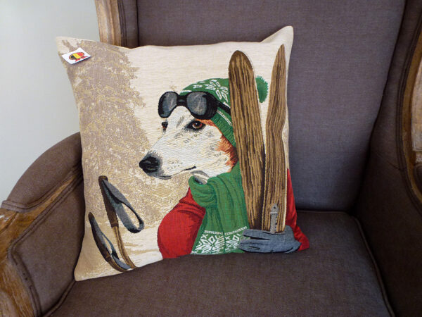 Coussin chien jack russell ski -- 45x45cm-10824