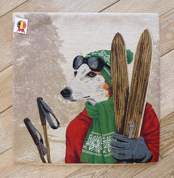 Coussin chien jack russell ski -- 45x45cm-10822