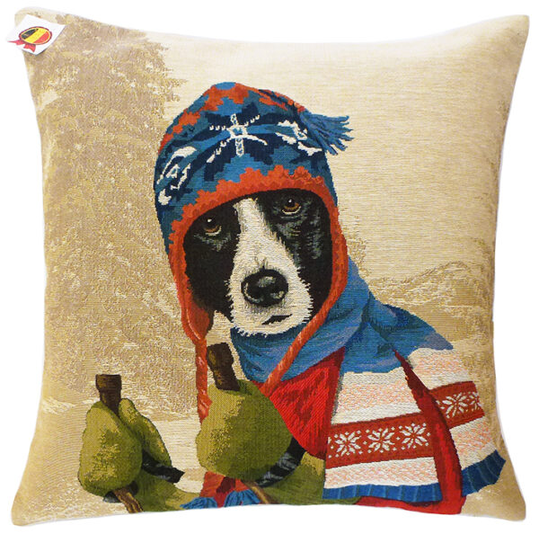 Coussin chien border collie ski -- 45x45cm-0