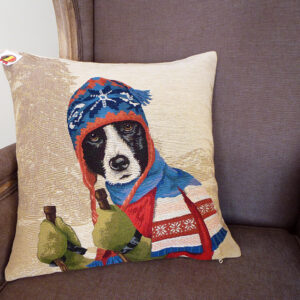 Coussin chien border collie ski -- 45x45cm-10827