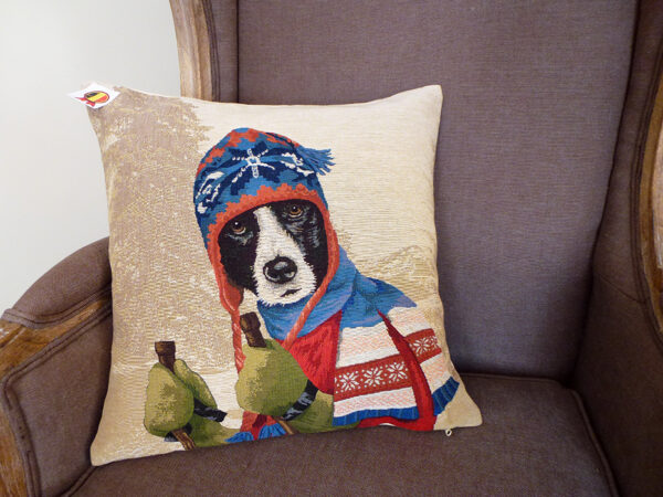 Coussin chien border collie ski -- 45x45cm-10827