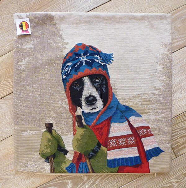 Coussin chien border collie ski -- 45x45cm-10825