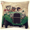 Coussin chiens voiture verte -- 45x45cm-0