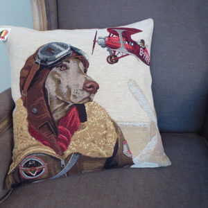 Coussin chien pilote rouge -- 45x45cm-10496