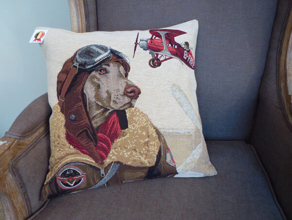 Coussin chien pilote rouge -- 45x45cm-10496