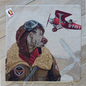 Coussin chien pilote rouge -- 45x45cm-10498