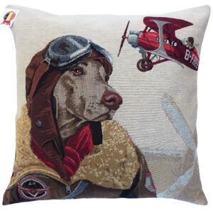 Coussin chien pilote rouge -- 45x45cm-10526