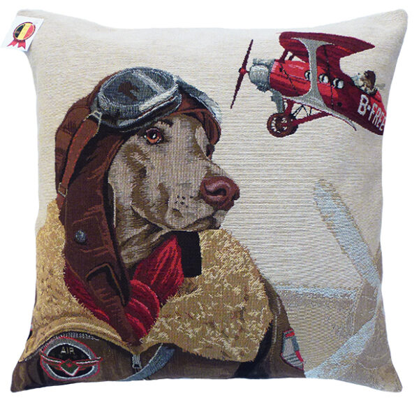 Coussin chien pilote rouge -- 45x45cm-10526