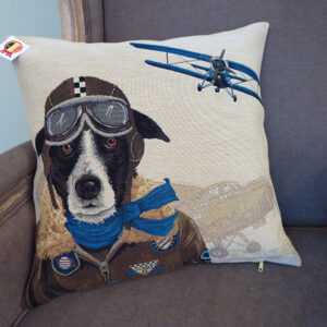Coussin chien pilote bleu -- 45x45cm-10531