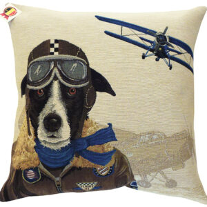 Coussin chien pilote bleu -- 45x45cm-0