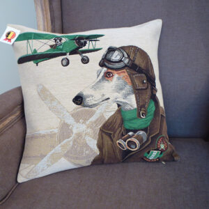 Coussin chien pilote vert -- 45x45cm-10527