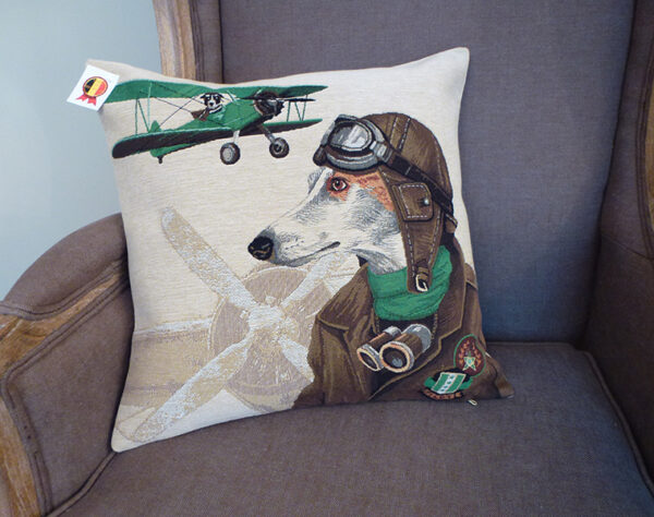 Coussin chien pilote vert -- 45x45cm-10527