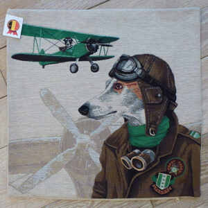 Coussin chien pilote vert -- 45x45cm-10529
