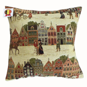 Coussin -- Bruges et ses caleches -- 35x35cm-0