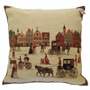 Cushion -- Houses and Carriages of Bruges -- 45x45cm-0