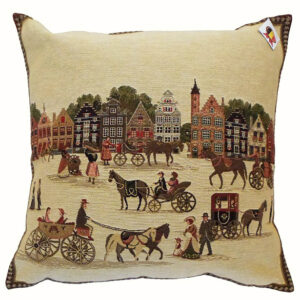 Cushion -- Houses and Carriages of Bruges -- 45x45cm-0