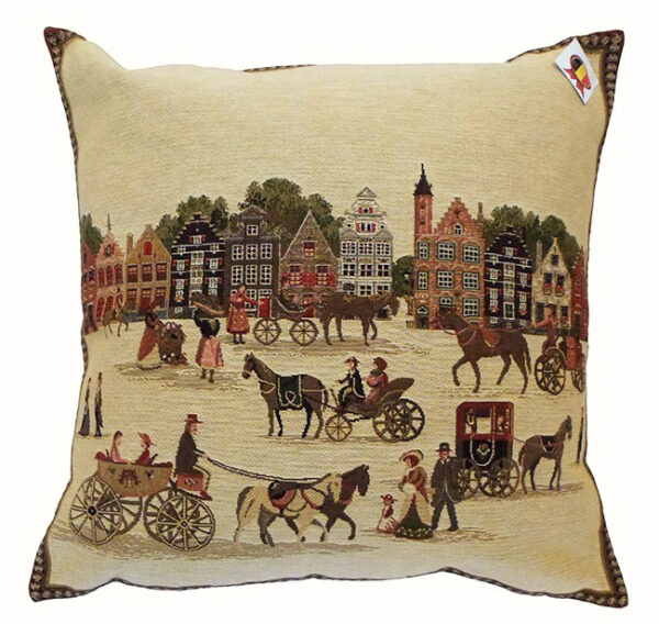 Coussin -- Caleches et Maisons de Bruges -- 45x45cm-0