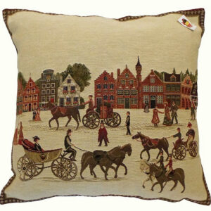 Coussin -- Caleches et Maisons de Bruges -- 45x45cm-0