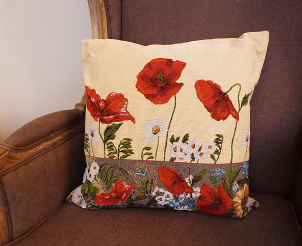 Coussin Pavots et Fleurs de Champs -- 45x45cm-10229