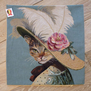 Coussin Chat Chapeau & Plumes -- 45x45cm-10559