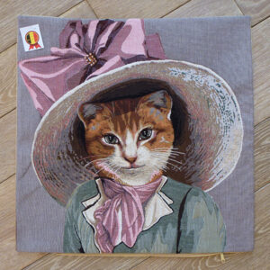 Coussin Chat Chapeau & Noeud -- 45x45cm-10555