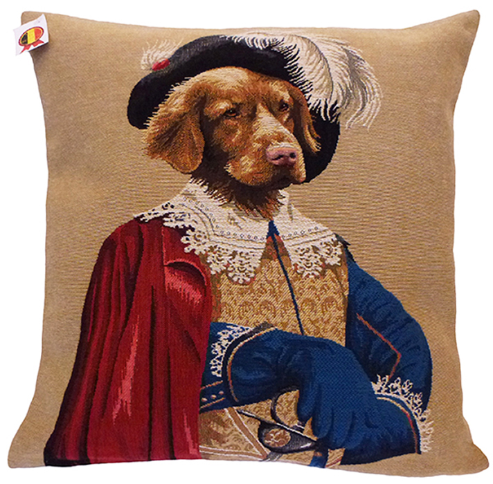 Coussin chiens voiture rouge — 45x45cm – Bruges shop