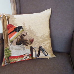 Coussin chien braque de weimar ski -- 45x45cm-10819