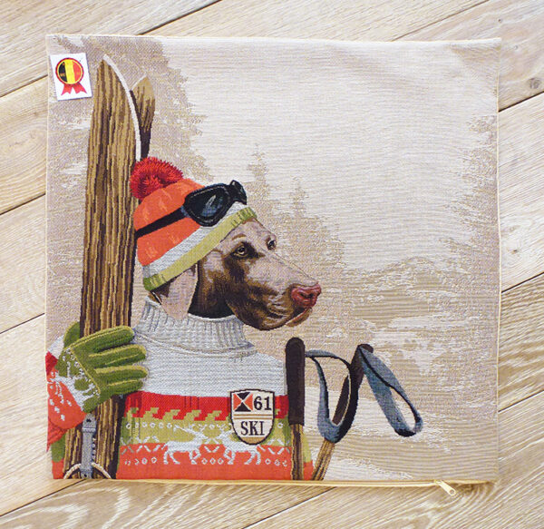 Coussin chien braque de weimar ski -- 45x45cm-10820