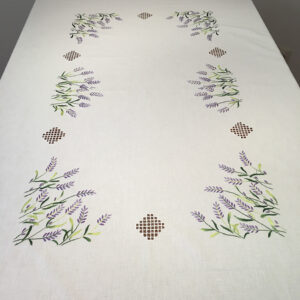 Nappe brodée main -- Lavande -- 170x220cm-11186