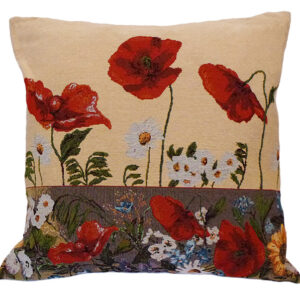 Cushion Poppies and Wild Flowers -- 45x45cm